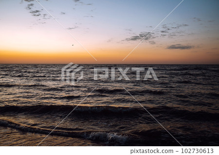 The sea on beautiful sunset, seascape. 102730613