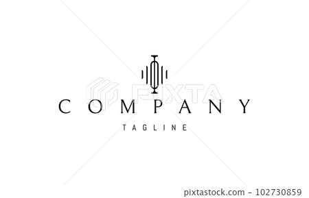 Vector logo on which an abstract image of the letter A on the background of columns. Vector logo on which an abstract image of the letter A on the background of columns. 102730859