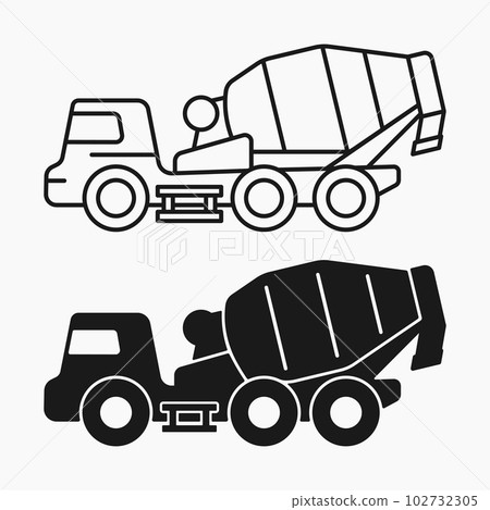 concrete mixer truck construction machine line shape icon vector flat illustration concrete mixer truck construction machine line shape icon vector flat illustration 102732305