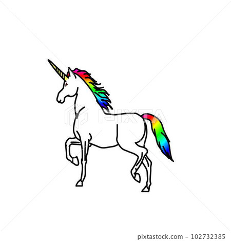 Unicorn with rainbow mane and tail 102732385