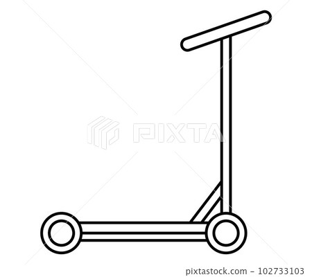 Vector black and white scooter icon. Line transport illustration isolated on white background. Active sport equipment sign. Simple hobby coloring page. Alternative transportation concept 102733103