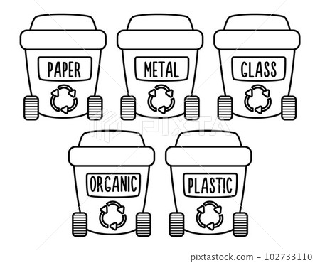 Waste sorting bins: Vector Graphic Illustration #208001153