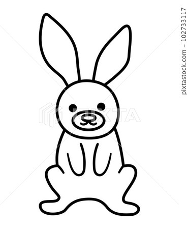 Vector black and white hare icon. Funny woodland line animal. Cute forest illustration for kids isolated on white background. Playful rabbit picture or coloring page 102733117
