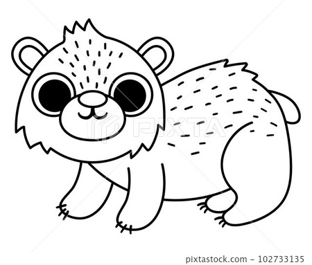Vector black and white polar bear icon. Endangered species line illustration. Cute extinct animal. Funny wild animal illustration for kids. Nature protection concept or coloring page 102733135