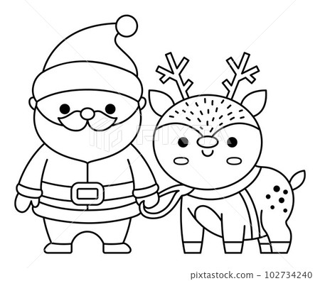 Set of cute kawaii christmas things isolated Stock Vector