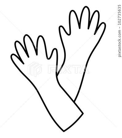 Vector black and white bridal gloves icon. Bride hand clothes line illustration. Cute outline accessory for girl in night gown. Wedding ceremony coloring page 102735635