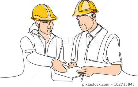 construction manager and engineer working on building site. Vector illustration 102735945
