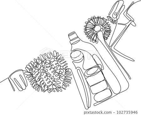 Home cleaning service landing page design concept, illustration of janitors with cleaning tools. Vector illustration 102735946