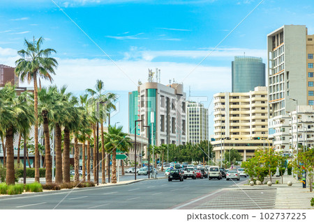 Jeddah downtown central district street, Saudi Arabia 102737225