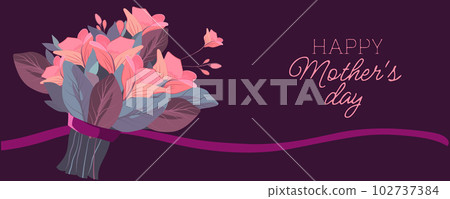 Happy mothers day illustration with woman holding a Flowers. Thank you card with blooming flowers. Use for Boarding Pass, birthday card, invitations, Birthday card Vector illustration Happy mothers day illustration with woman holding a Flowers. Thank you card with blooming flowers. Use for Boarding Pass, birthday card, invitations, Birthday card Vector illustration 102737384
