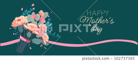 Happy mothers day illustration with woman holding a Flowers. Thank you card with blooming flowers. Use for Boarding Pass, birthday card, invitations, Birthday card Vector illustration Happy mothers day illustration with woman holding a Flowers. Thank you card with blooming flowers. Use for Boarding Pass, birthday card, invitations, Birthday card Vector illustration 102737385