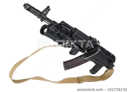 Modern kalashnikov 5.45x39 mm AK 74M assault rifle with 40 mm underbarrel grenade launcher 102738230