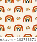 Contemporary Modern Trendy Pattern. Abstract pattern with Rainbow. Hand Drawn Vector Background 102738371