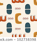 Contemporary Modern Trendy Pattern. Abstract Y2K pattern. Hand Drawn Vector Background 102738398