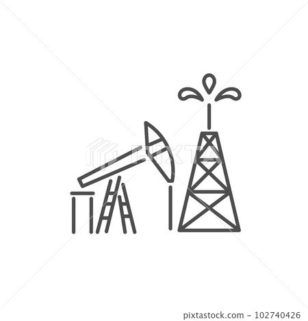Oil rig and pump related vector linear icon Oil rig and pump related vector linear icon 102740426