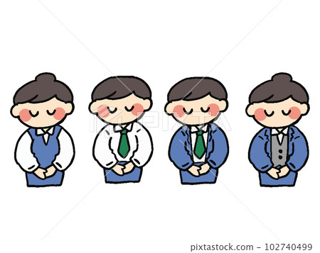 插圖集男女員工鞠躬 插圖集男女員工鞠躬 102740499