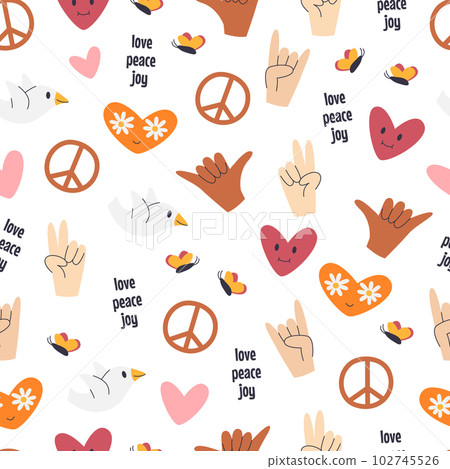 Retro peace symbols seamless pattern isolated Retro peace symbols seamless pattern isolated 102745526