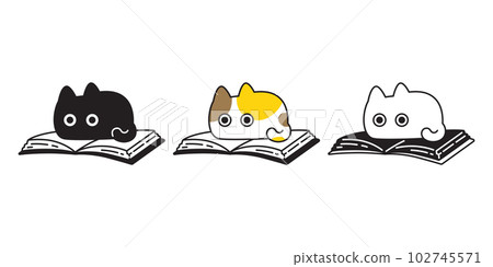 cat vector kitten icon book neko calico pet character cartoon symbol tattoo stamp scarf illustration design isolated 102745571