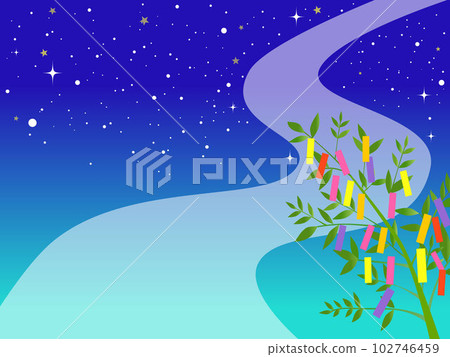 The background of the night sky of the bamboo decoration in the Milky Way of Tanabata The background of the night sky of the bamboo decoration in the Milky Way of Tanabata 102746459