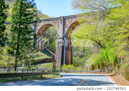 Usui 3rd Bridge in Spring, Megane Bridge, Annaka City, Gunma Prefecture 102746561