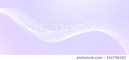 Flowing wave lines design. Abstract smooth curved stripes template. White fluid shape on light purple background. Horizontal vector wallpaper 102746582