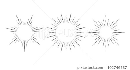 Retro curved sunburst frame set. Warped radial sunlight rays pack. Vintage wavy sunbeams design elements for logo, labels, badges, banners. Vector illustration collection Retro curved sunburst frame set. Warped radial sunlight rays pack. Vintage wavy sunbeams design elements for logo, labels, badges, banners. Vector illustration collection 102746587