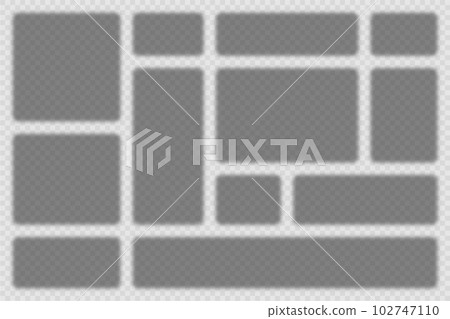 Collection of realistic rectangular shadows. Transparent square page dividers. Design elements. Frame, border template. Vector illustration 102747110