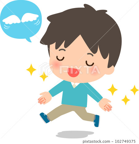 一個張開雙手跳躍的男人,一種解放的感覺 一個張開雙手跳躍的男人,一種解放的感覺 102749375