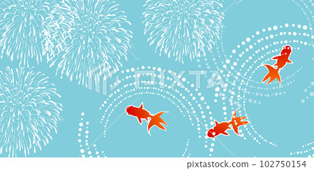 Summer greeting card goldfish fireworks summer background Summer greeting card goldfish fireworks summer background 102750154