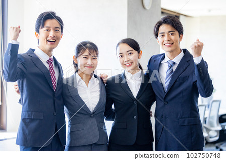 Job hunting young men and women interview 102750748