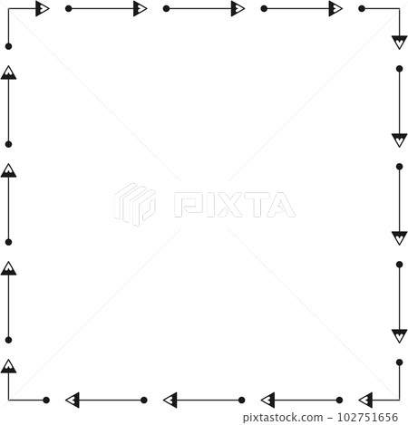 Arrow pattern square frame on transparent background. PNG illustration. 102751656