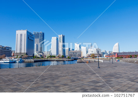 [神奈川的都市風景] 橫濱港未來的都市風景（藏之花公園） 102751767