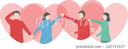 Love triangle or square. Vector illustration in flat style for winter season. 102751937