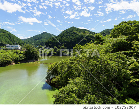 新鮮的綠色水壩湖風景 102752007