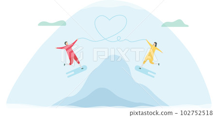 Lover plays ice skating. Scene is designed for winter season. Illustration is in flat style. Lover plays ice skating. Scene is designed for winter season. Illustration is in flat style. 102752518