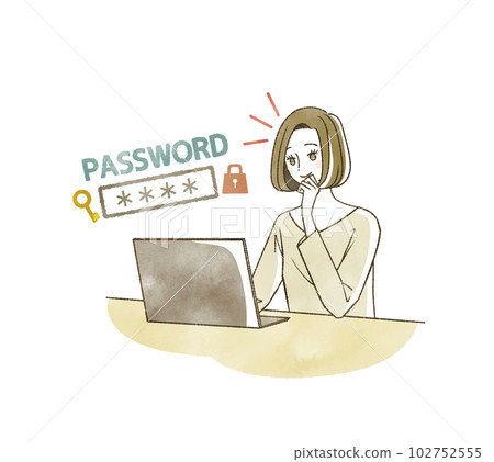 A woman entering a computer password A woman entering a computer password 102752555