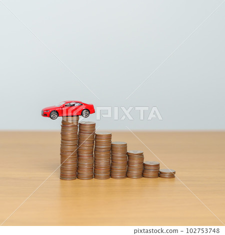 Money Saving, Car Insurance, Financial, vehicle Repair and Maintenance concepts. coins stack and piggy bank with Auto model, Money stack Counting arrangement for deposit and Automobile Tax Money Saving, Car Insurance, Financial, vehicle Repair and Maintenance concepts. coins stack and piggy bank with Auto model, Money stack Counting arrangement for deposit and Automobile Tax 102753748