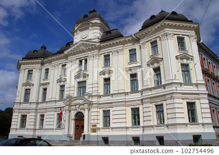 Riga, the capital of Latvia, the three Nordic Baltic countries.Buildings seen in the historic district of Riga Old Town, a World Cultural Heritage site. Riga, the capital of Latvia, the three Nordic Baltic countries.Buildings seen in the historic district of Riga Old Town, a World Cultural Heritage site. 102754496