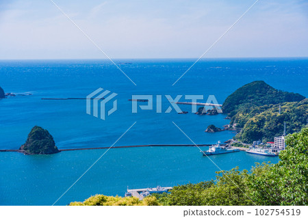 （靜岡縣）從寢具山展望台看到的下田港 102754519