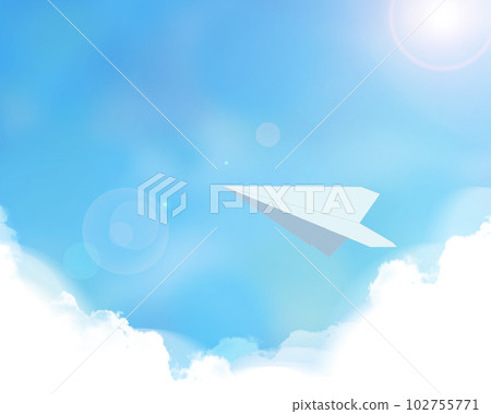 White paper plane flying in the blue sky White paper plane flying in the blue sky 102755771