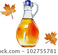 Maple syrup bottle watercolor style vector illustration set 102755781