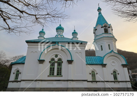 Hakodate Orthodox Church at dusk 102757170