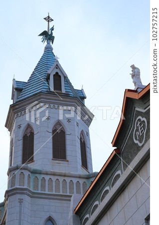Catholic Motomachi Church rising in the sky 102757215