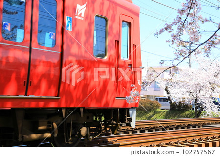 名鐵各務原線列車穿過櫻花橋 名鐵各務原線列車穿過櫻花橋 102757567