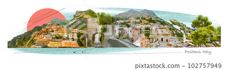 Positano, Italy along the stunning Amalfi Coast. 102757949