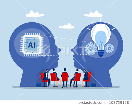 AI Artificial Intelligence or processing chip into human brain with Light bulb development innovation concept vector 102759138