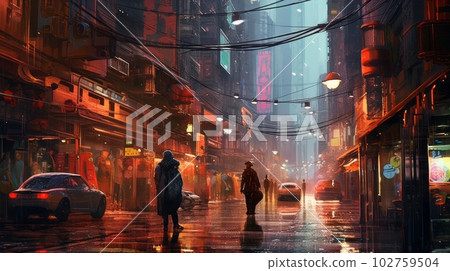 賽博朋克城市景觀景觀，背景圖像，生成 AI AI 圖像 102759504