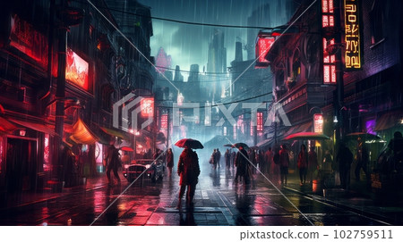 賽博朋克城市景觀景觀，背景圖像，生成 AI AI 圖像 102759511