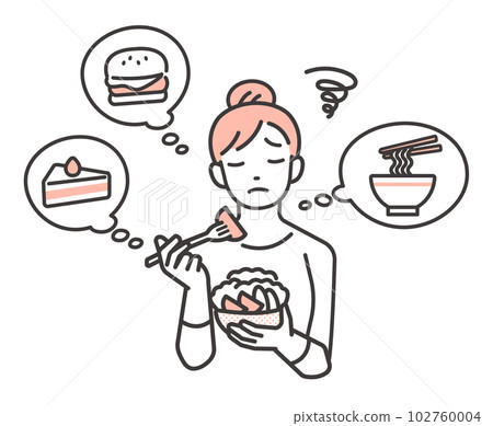 Vector illustration material of a woman who puts up eating on a diet/dietary restriction/sugar restriction 102760004