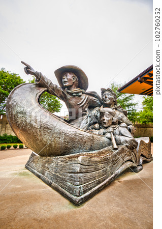 A whimsical sculpture in Abilene, Texas featuring the Santa Calls book characters captures the joy of childhoods great adventure. 102760252